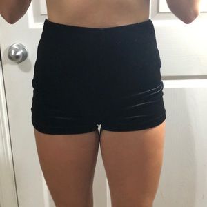 black suede velvet shorts